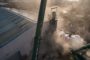 Aerial drone photo of silo demolition