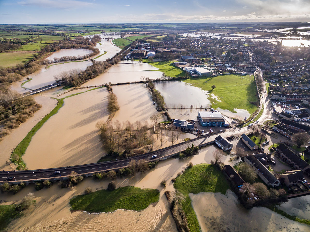 Drone photography of December 2020 floods in Oundle